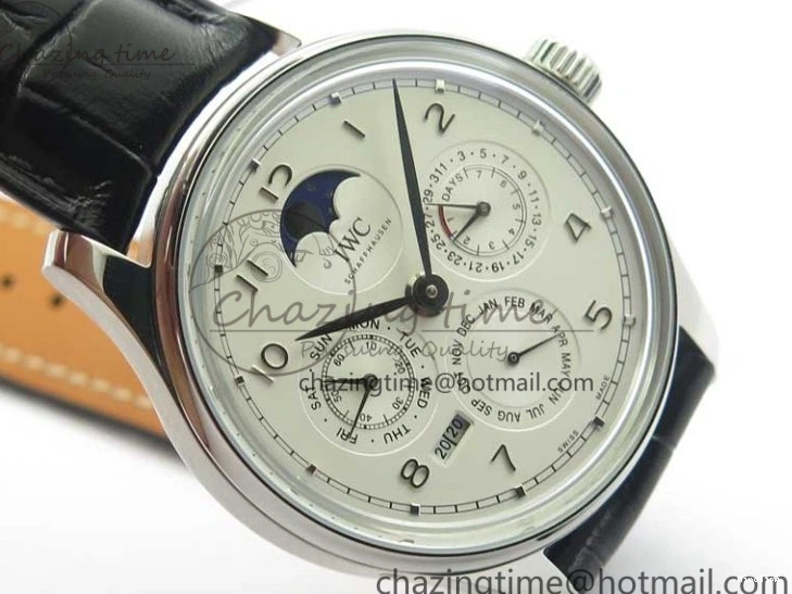 MIROTIME 0314 Portugieser Perpetual Calendar IW503301 V9F 1:1 Best Edition Silver Dial on Black Leather Strap A EyeCatching 7116